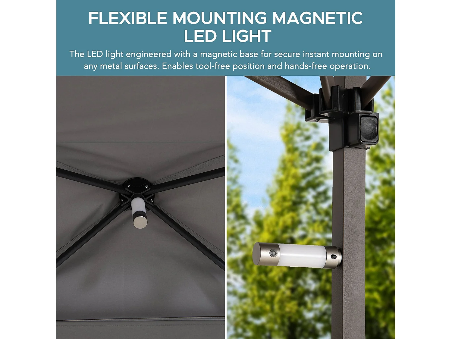 Tonnelle grill pliante avec éclairage LED magnétique et sac de transport CINTO 250x160