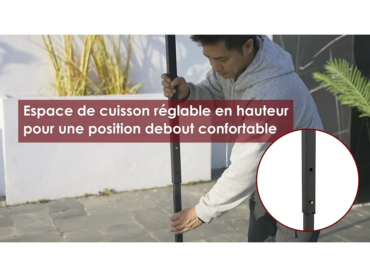 Tonnelle grill pliante avec éclairage LED magnétique et sac de transport CINTO 256cm x 160cm