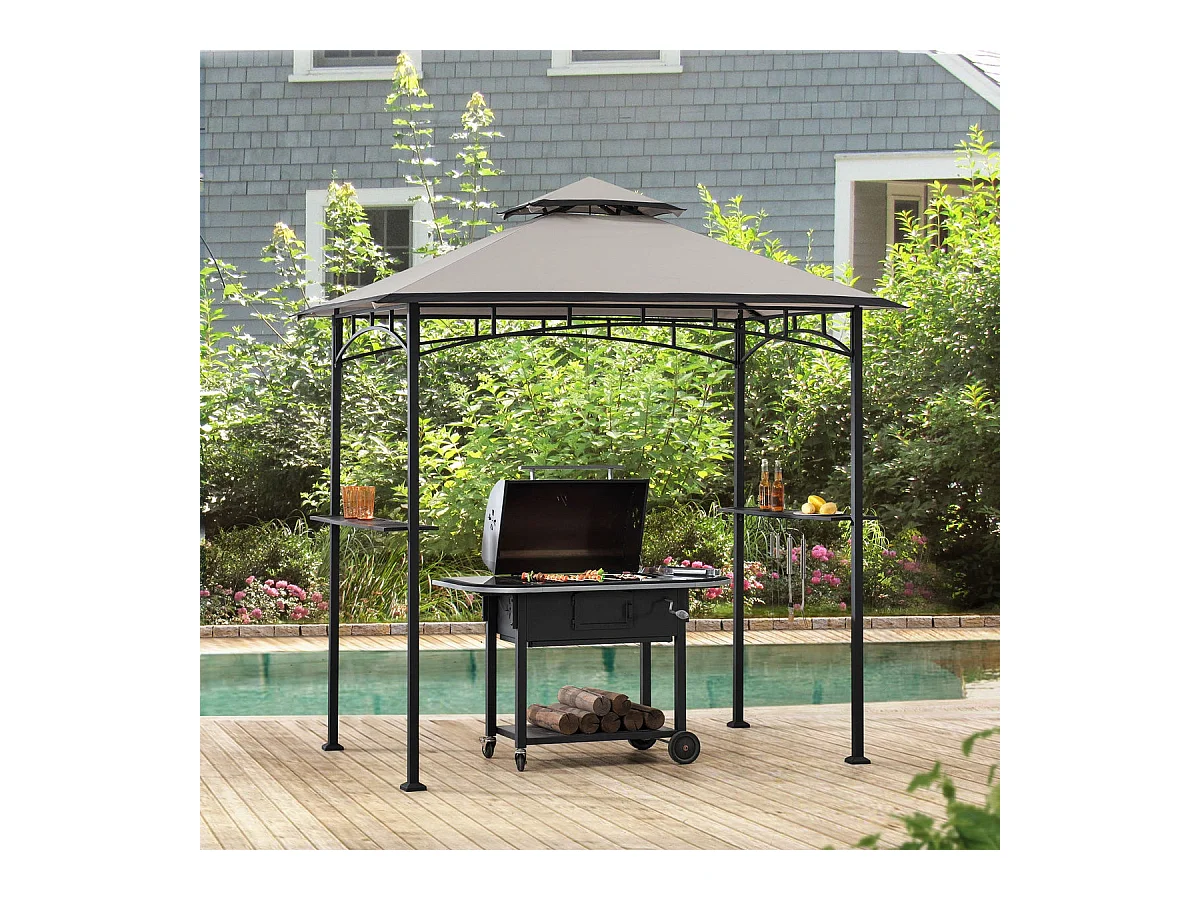 Gazebo pour barbecue avec étagères et crochets LINAS 152 cm x 244 cm