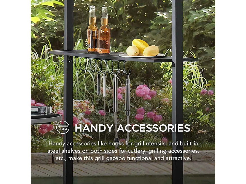 Gazebo pour barbecue avec étagères et crochets LINAS 152 cm x 244 cm