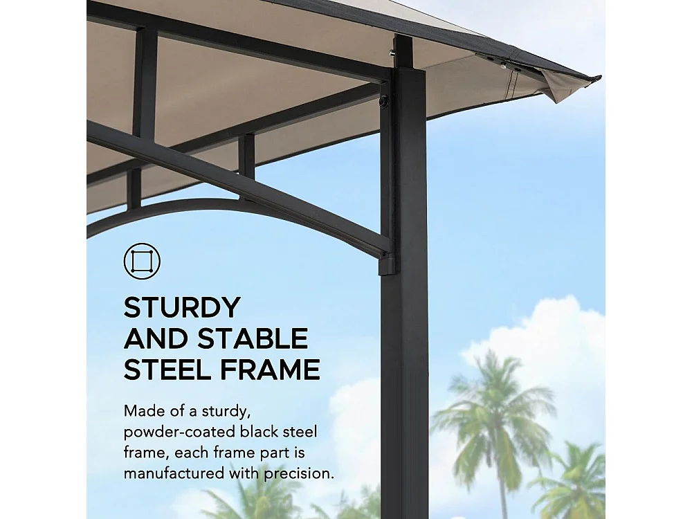 Gazebo pour barbecue avec étagères et crochets LINAS 152 cm x 244 cm