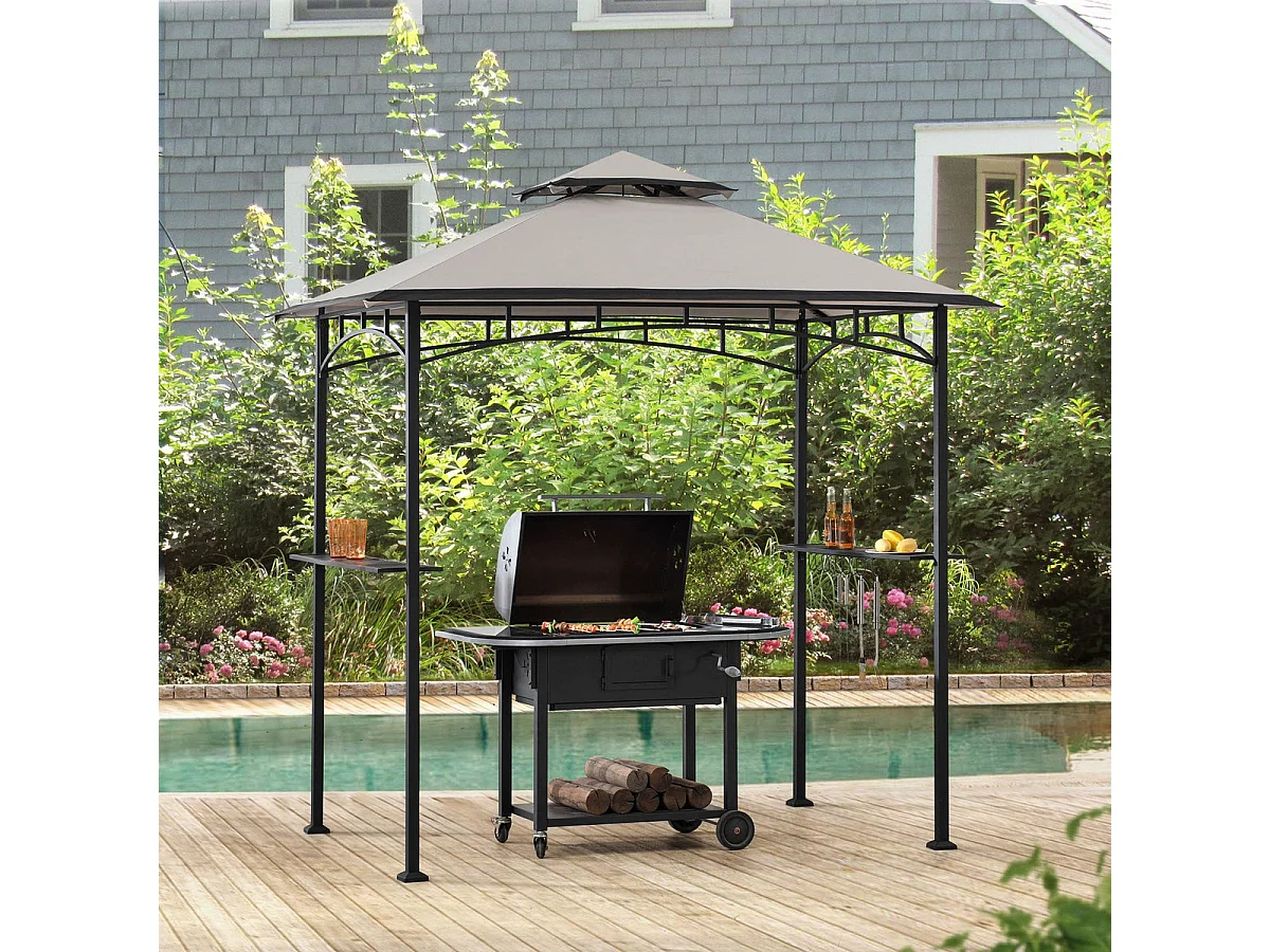Gazebo pour barbecue avec étagères et crochets LINAS 152 cm x 244 cm