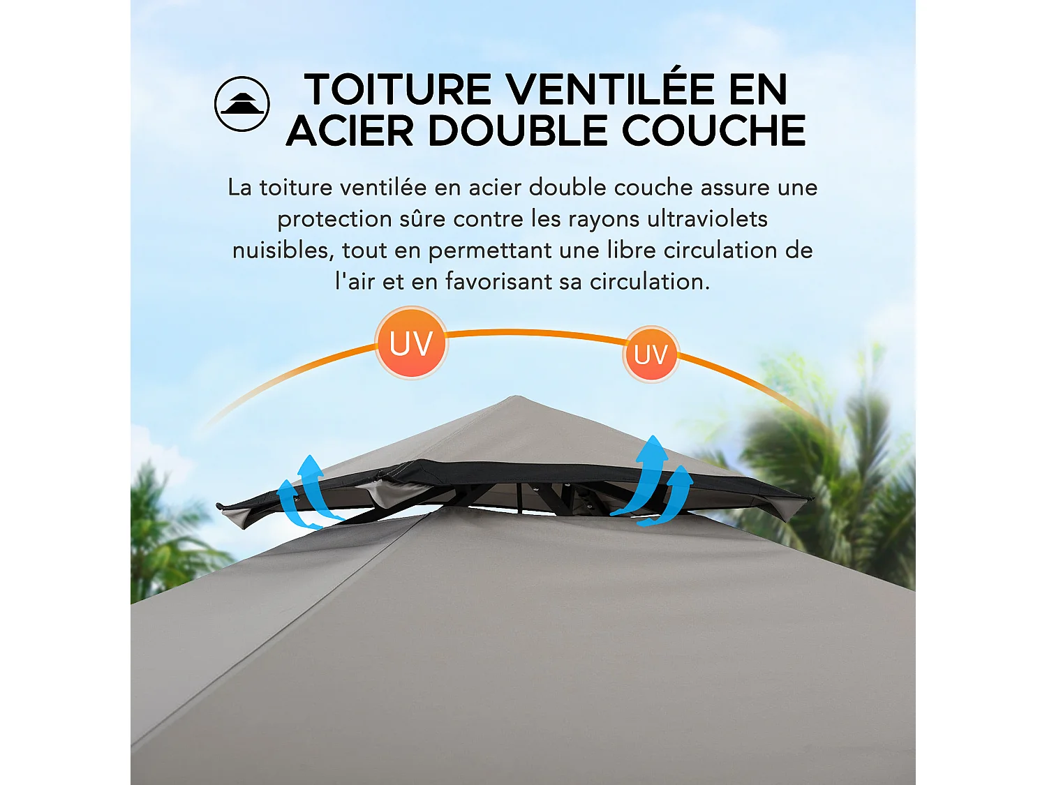 Gazebo pour barbecue avec étagères et crochets LINAS 152 cm x 244 cm