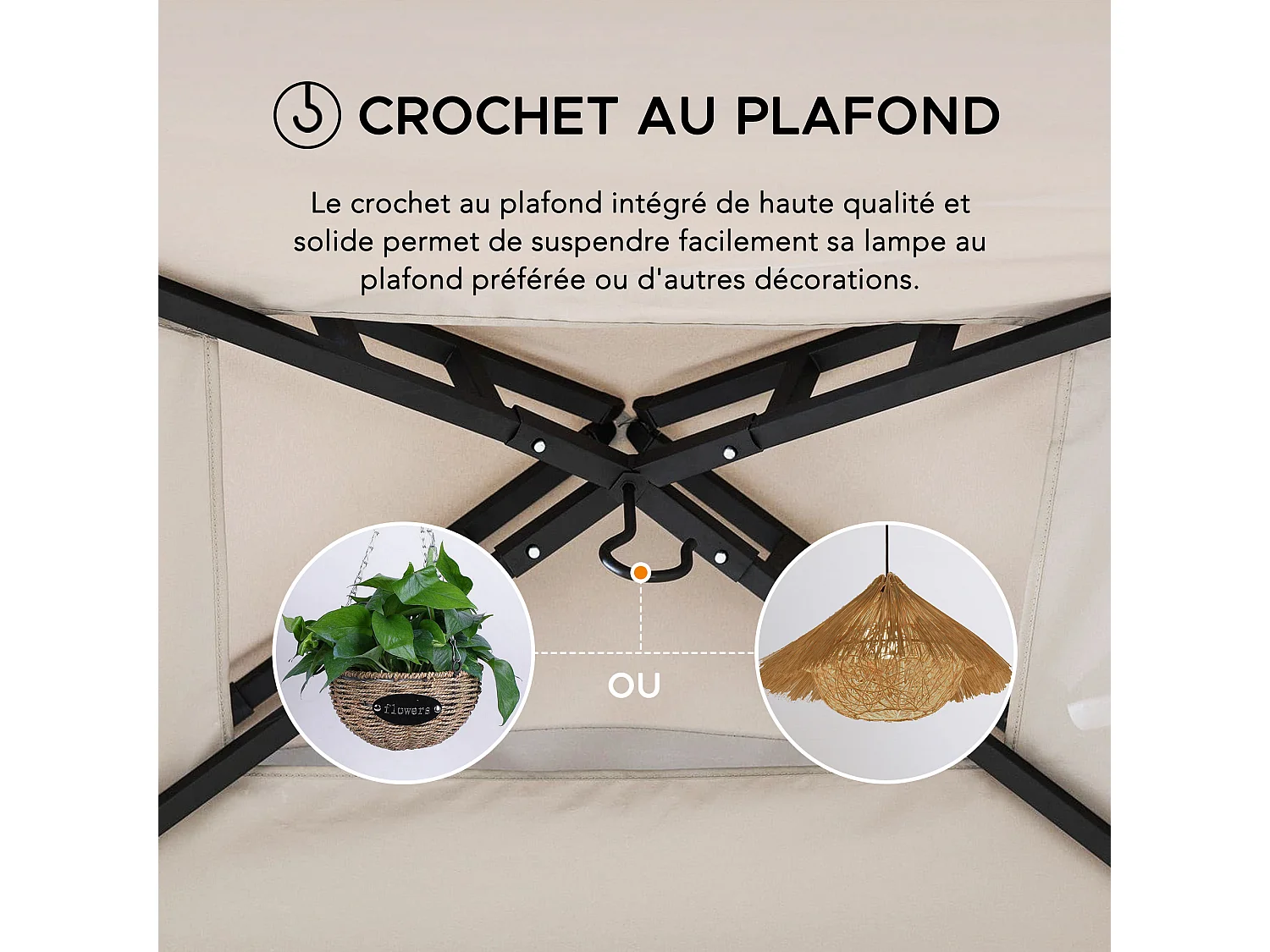 Gazebo pour barbecue avec étagères et crochets LINAS 152 cm x 244 cm