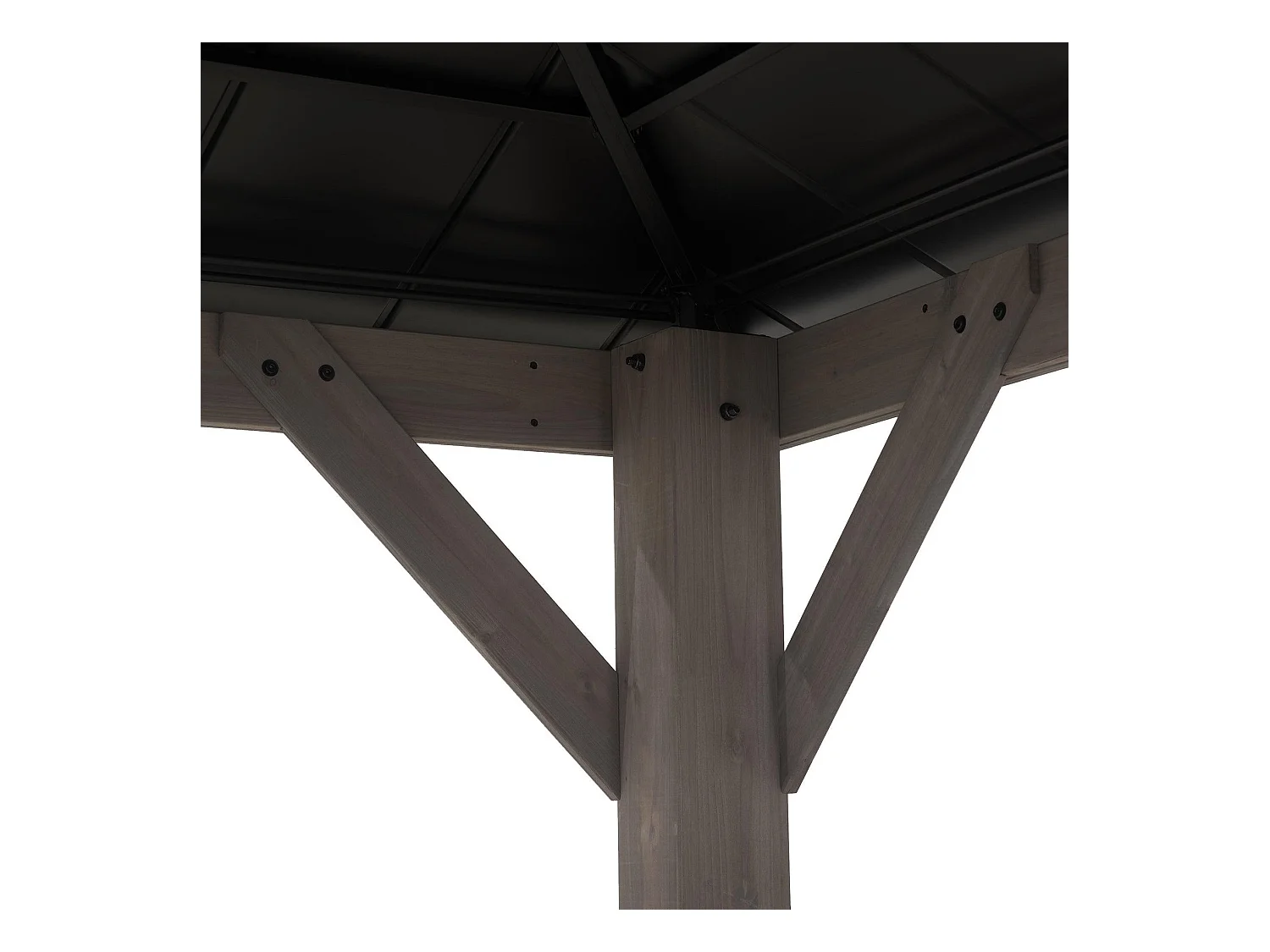 Tonnelle d'extérieur en bois avec toit métallique à 2 niveaux et crochet de plafond RYSY 390 cm x 450 cm