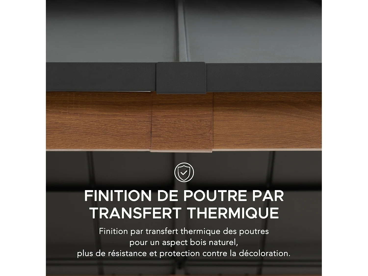 Tonnelle à toit rigide en acier avec toit en acier à 2 niveaux et crochet de plafond PASU 300 cm x 300 cm