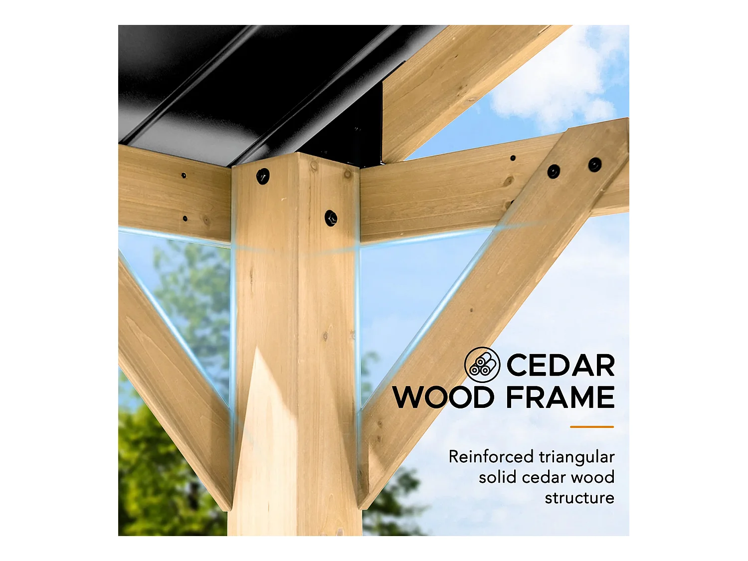 Pavillon Gazebo à pignon en bois avec crochet de plafond REBRA 465 cm x 404 cm