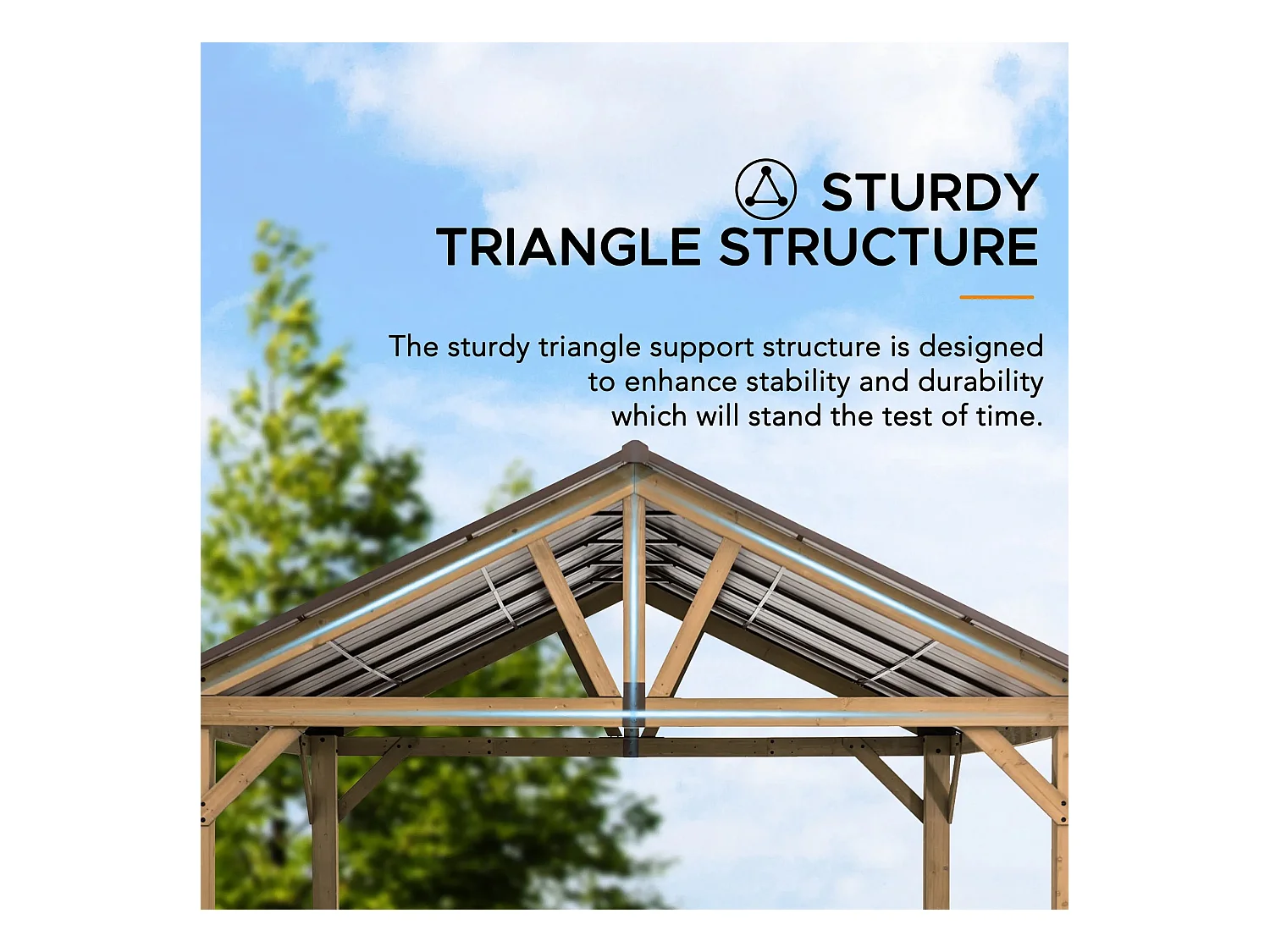 Pavillon Gazebo à pignon en bois avec crochet de plafond REBRA 465 cm x 404 cm