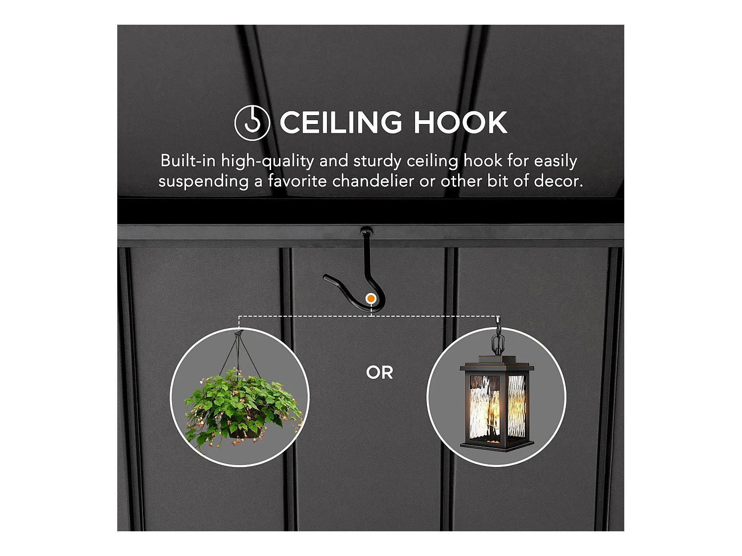 Pavillon Gazebo à pignon en bois avec crochet de plafond REBRA 465 cm x 404 cm