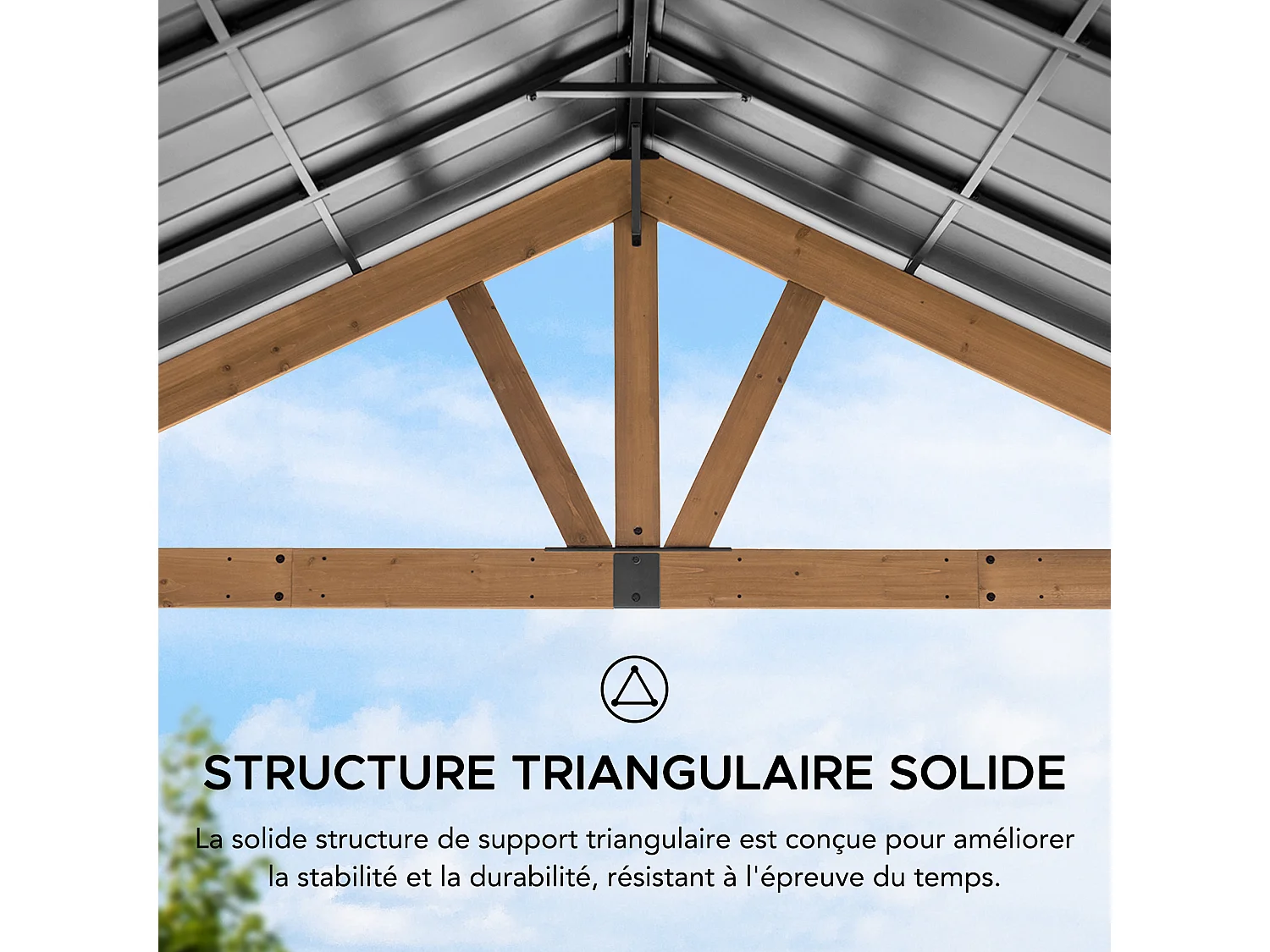 Pavillon Gazebo à pignon en bois avec crochet de plafond REBRA 465 cm x 404 cm