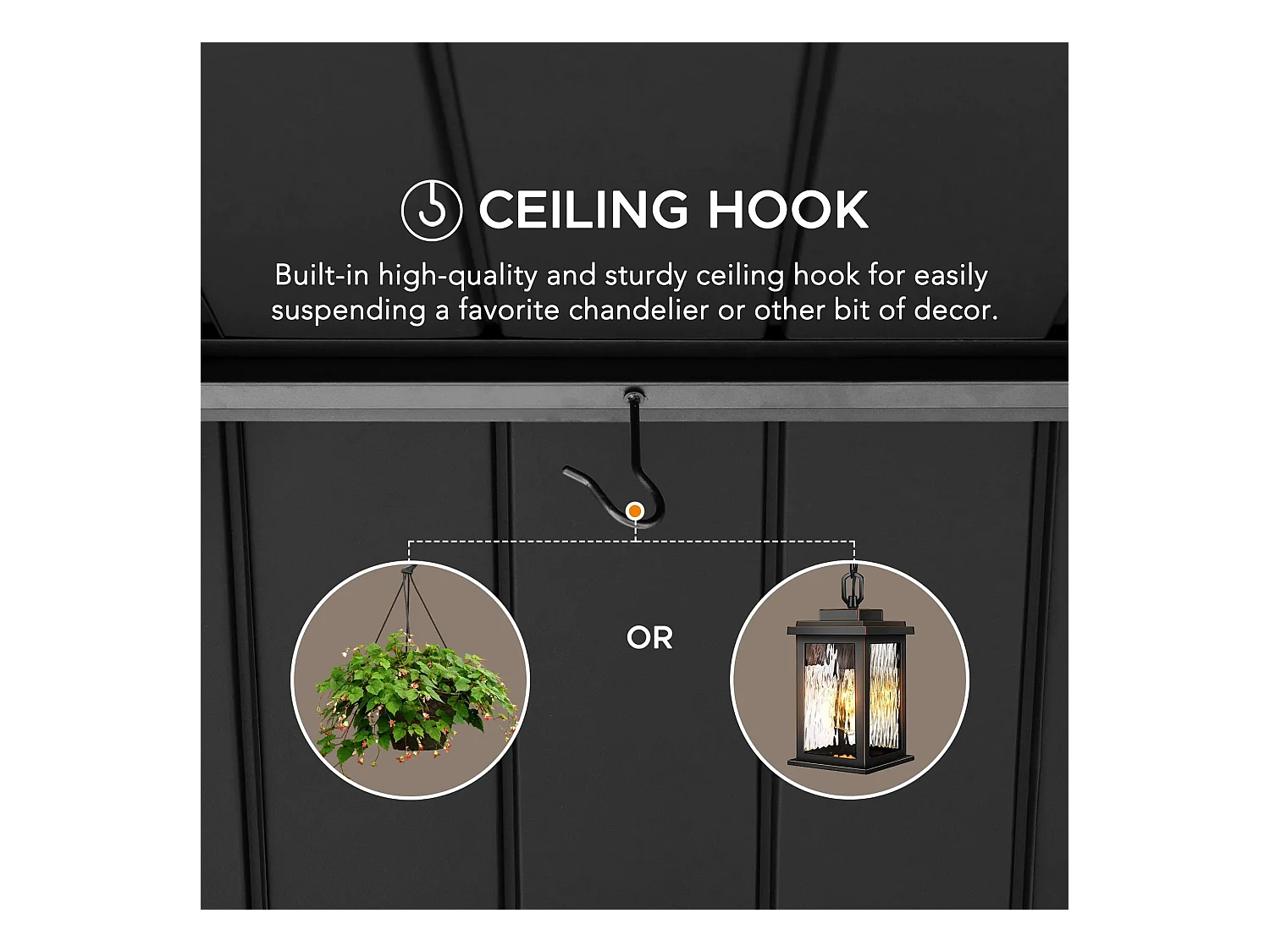 Tonnelle à toit à pignon avec cadre en bois et crochet de plafond TÖDI 335 cm x 399 cm