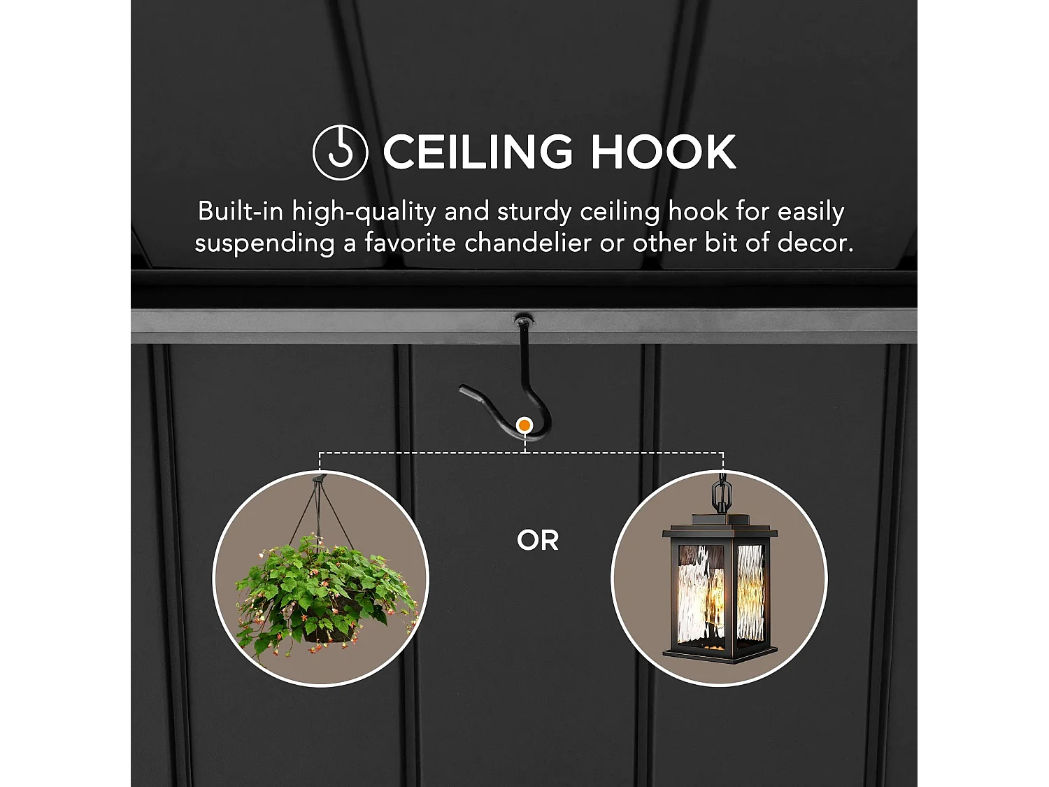 Tonnelle à toit à pignon avec cadre en bois et crochet de plafond TÖDI 335 cm x 399 cm