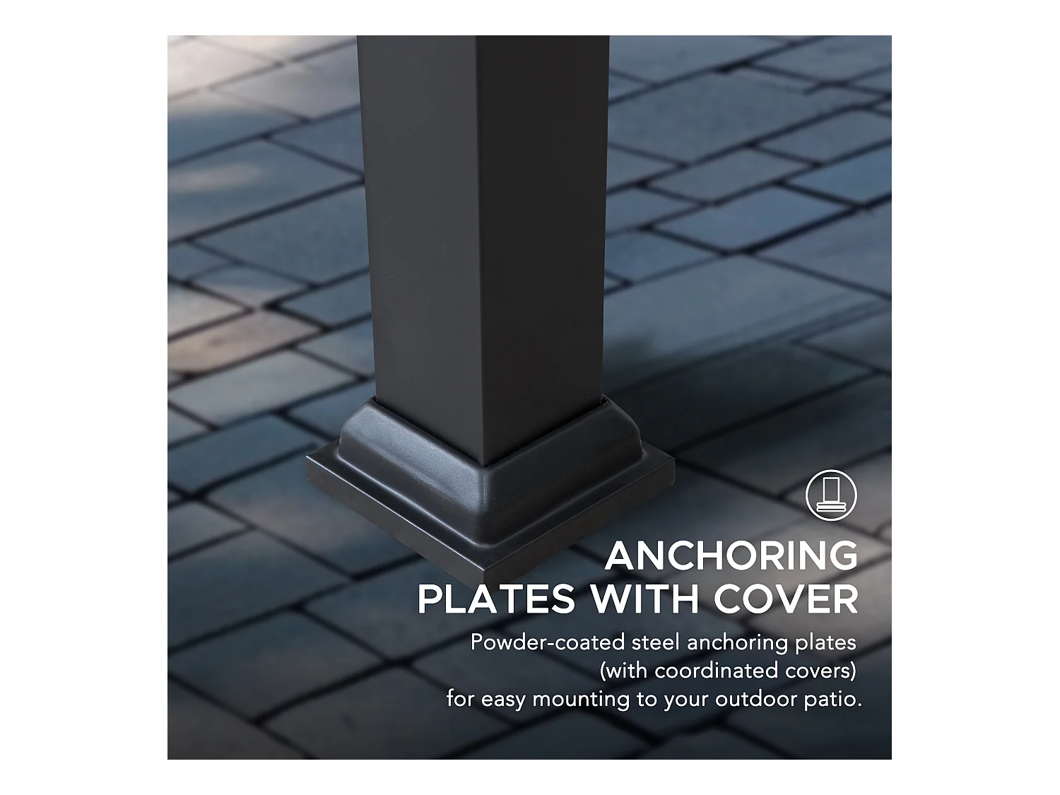 Tonnelle de jardin en acier STOJ 330cm x 396cm, toit à deux niveaux avec rideaux et moustiquaire, gris