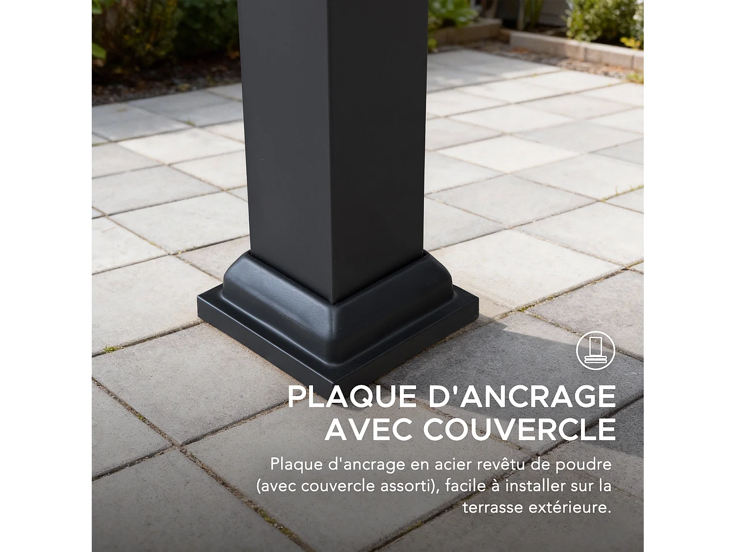 Tonnelle de jardin en acier STOJ 330cm x 396cm, toit à deux niveaux avec rideaux et moustiquaire, gris