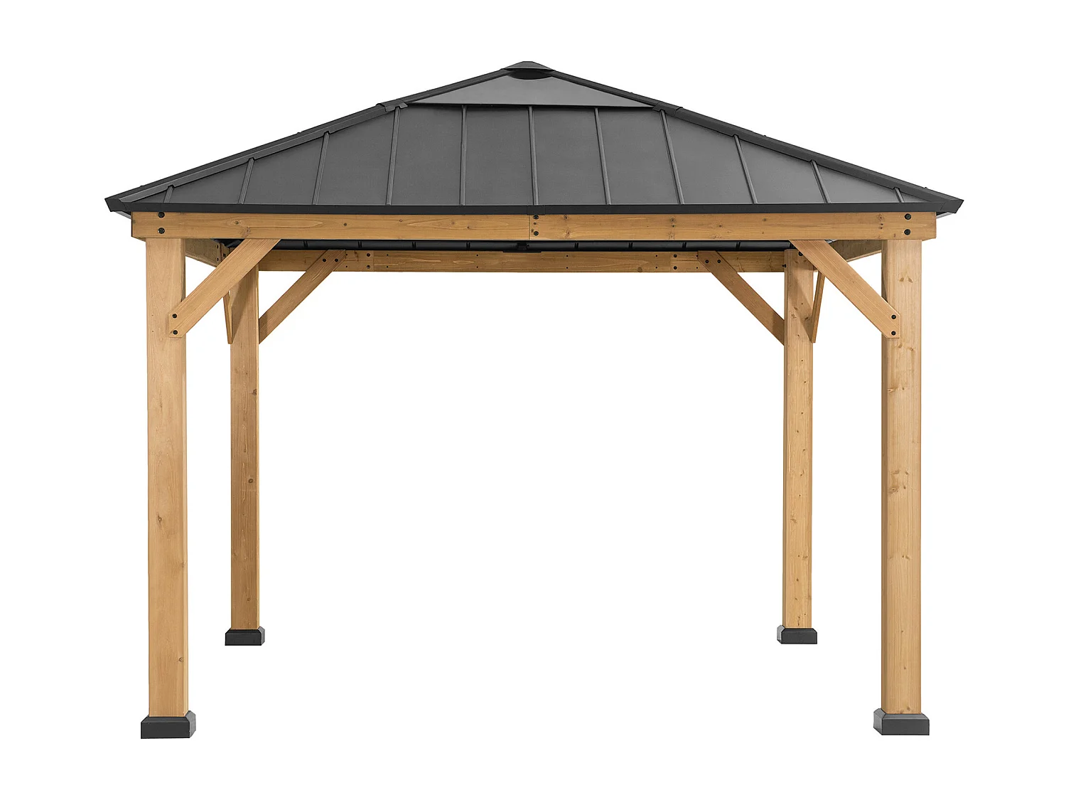 Pavillon en bois avec cadre en acier anthracite et lucarne en polycarbonate PIRIN 336cm x 336cm