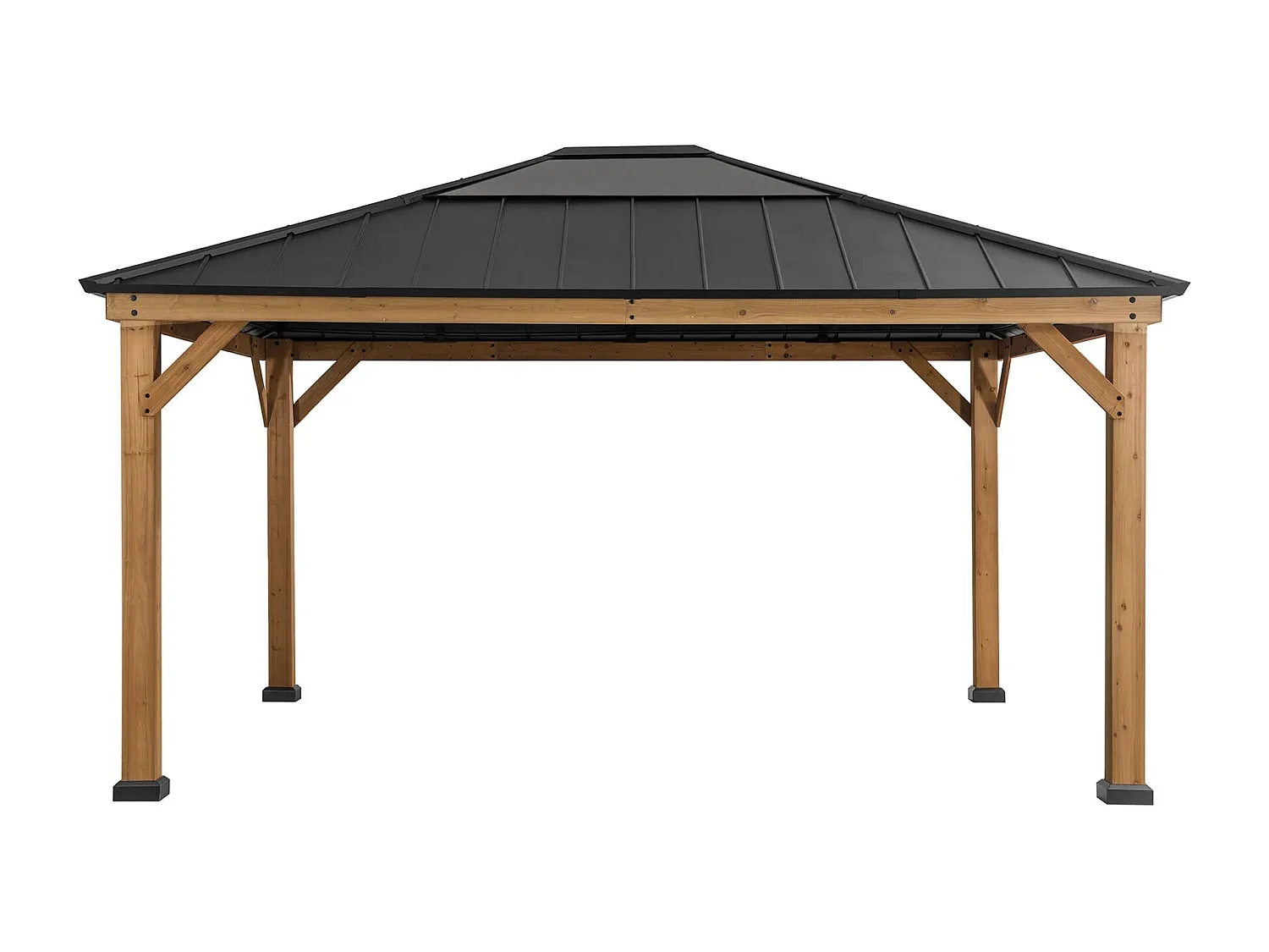 Tonnelle de jardin extérieure en bois avec puits de lumière et crochet de plafond ERNIR 393 cm x 452 cm