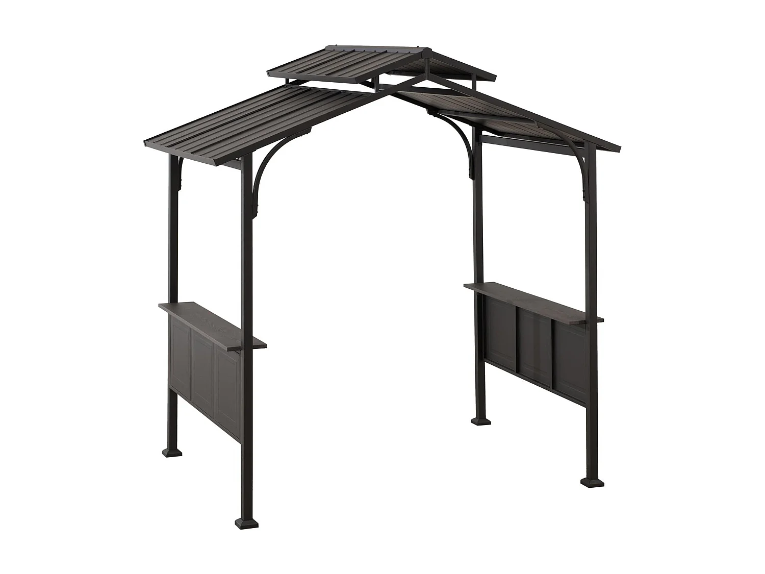Gazebo de jardin à toit rigide avec crochet de plafond et étagères de bar ASPE 152 cm x 244 cm