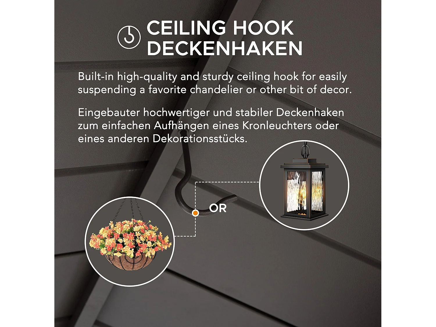 Gazebo de jardin à toit rigide avec crochet de plafond et étagères de bar ASPE 152 cm x 244 cm