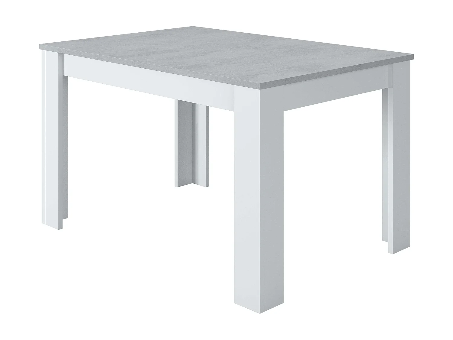 Pack comedor mesa ext. gris cemento (140-190 cm) + 4 sillas Avat blancas