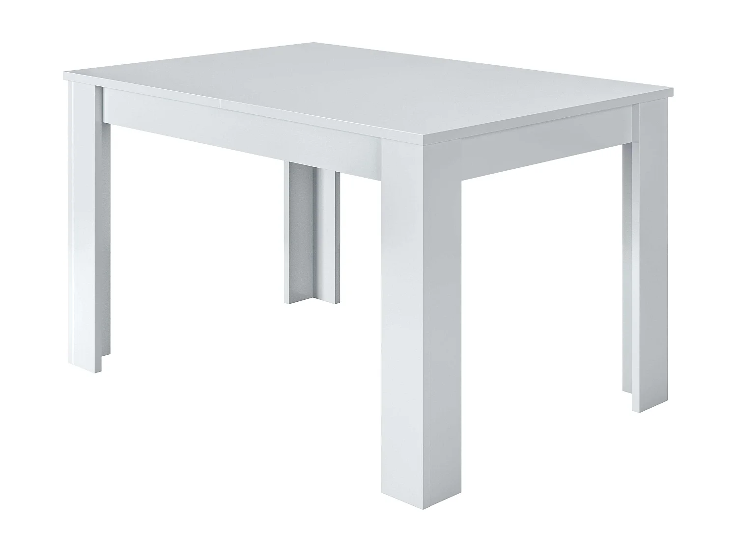 Pack comedor mesa ext. blanco mate con 4 sillas Laci polipiel patas gris