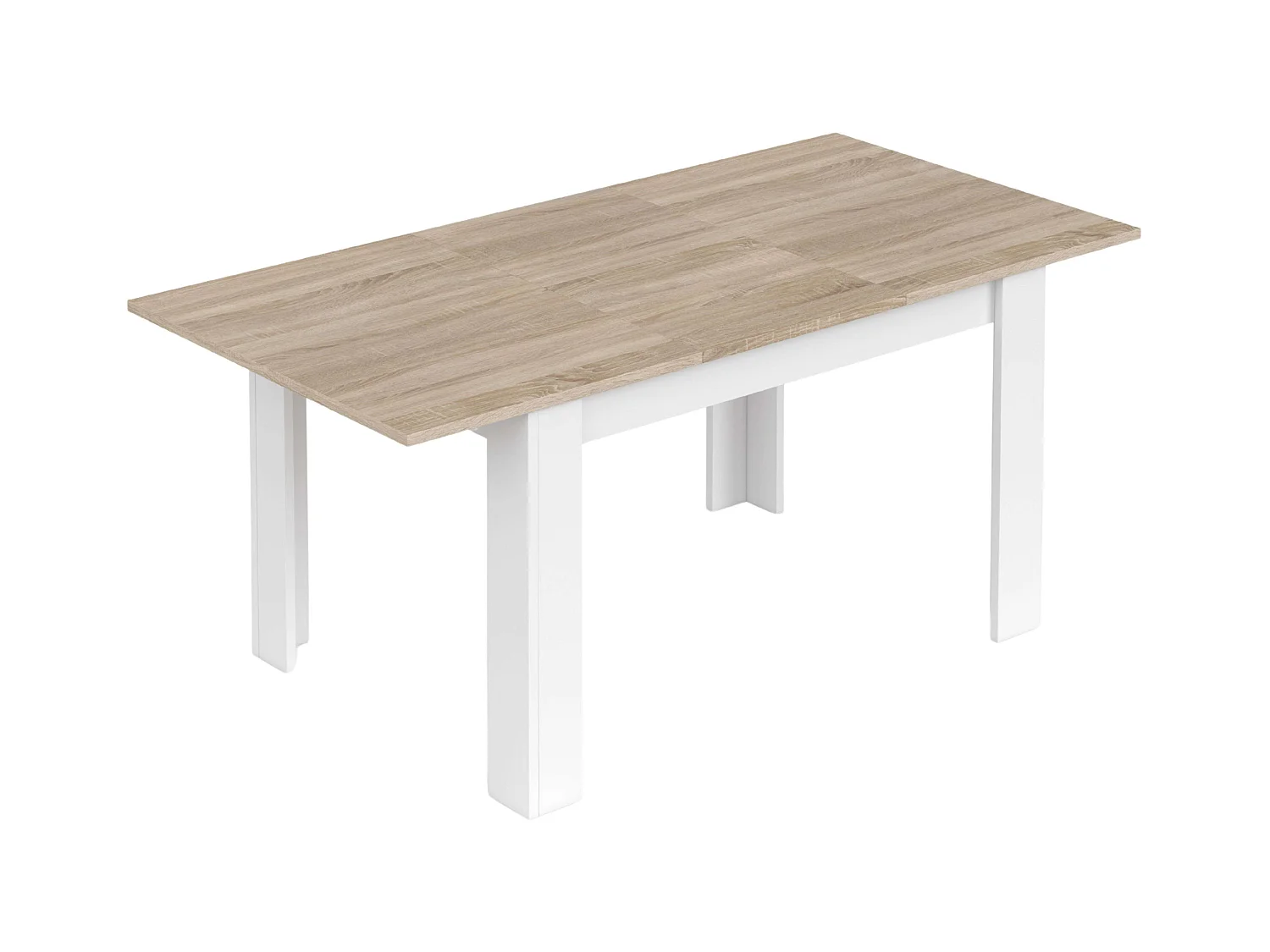 Conjunto Mesa y 4 Sillas Nórdico Blanco Mate, Roble Canadian