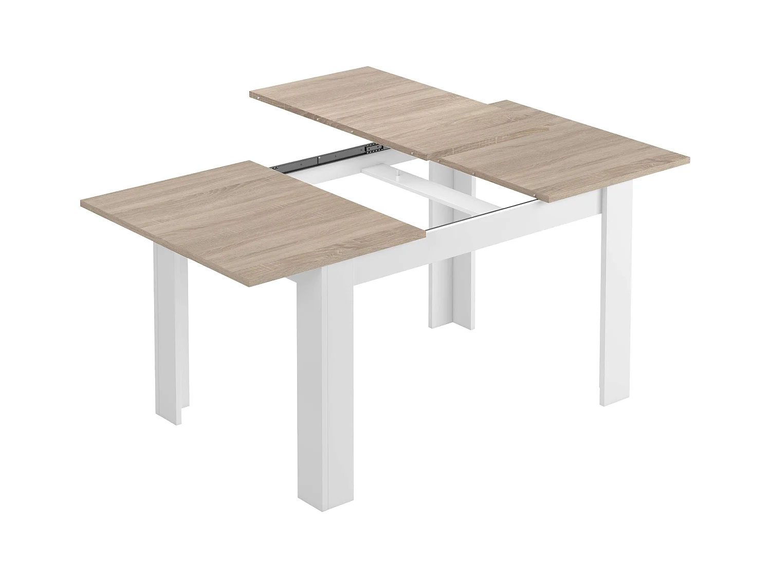 Conjunto Mesa y 4 Sillas Nórdico Blanco Mate, Roble Canadian