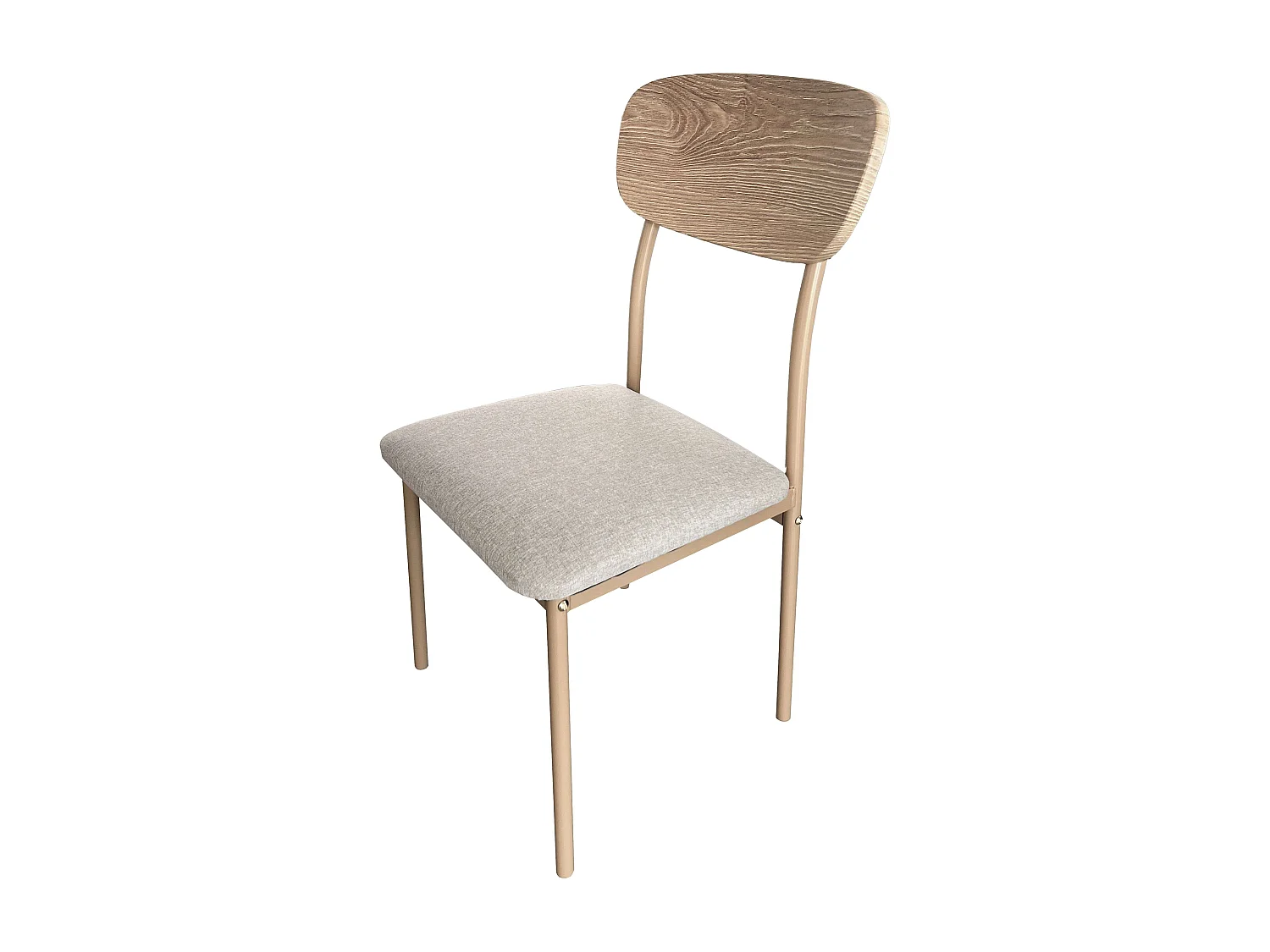 Set mesa comedor Vex roble claro/champagne + 4 sillas metal/madera 110x76,4x70 cm
