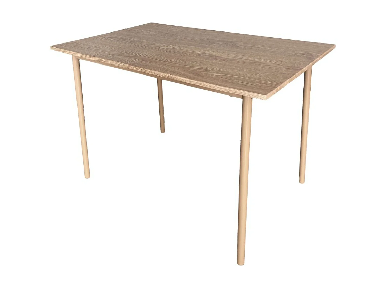 Set mesa comedor Vex roble claro/champagne + 4 sillas metal/madera 110x76,4x70 cm