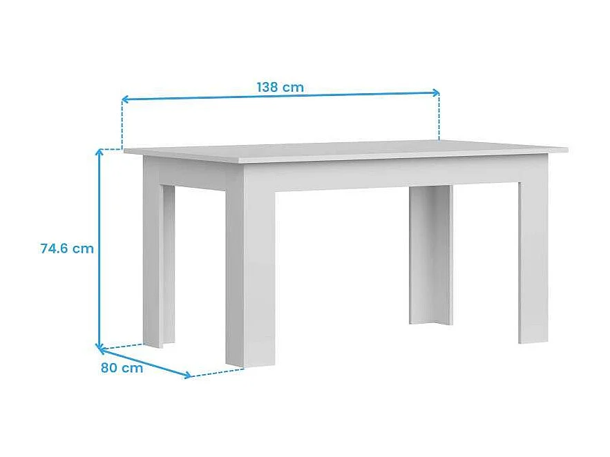 Pack mesa comedor fija + 4 sillas Sora gris/blanco (melamina/polipiel)