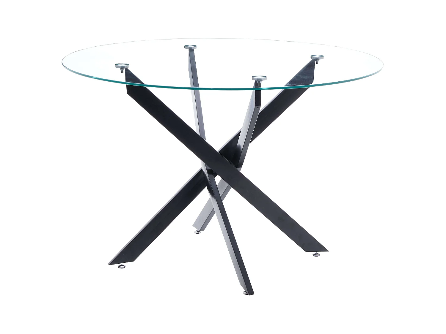 Pack Mesa Comedor Redonda Cristal + 4 Sillas Modernas Negro