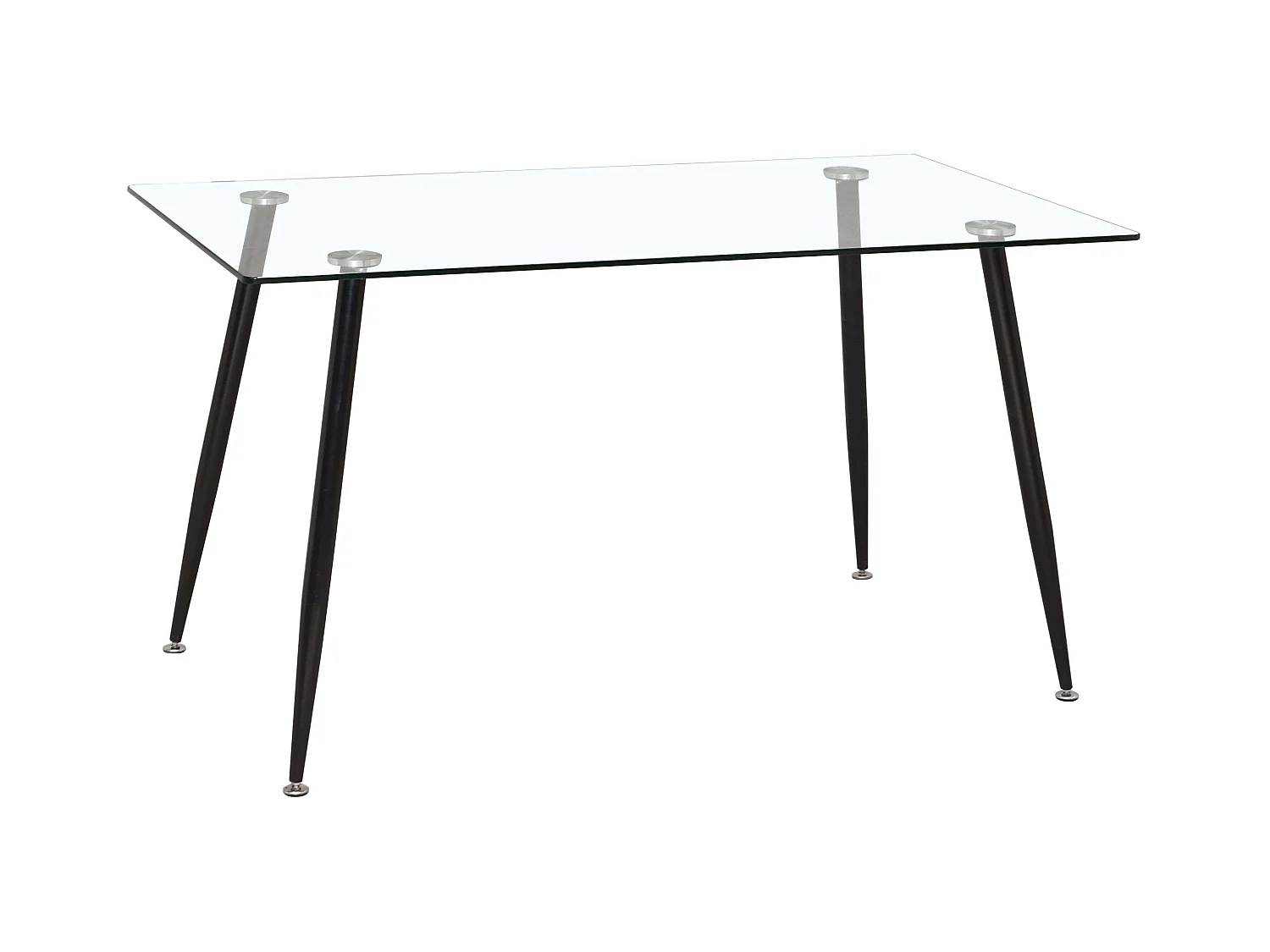 Pack Mesa Fija Cristal + 4 Sillas Modernas Negro