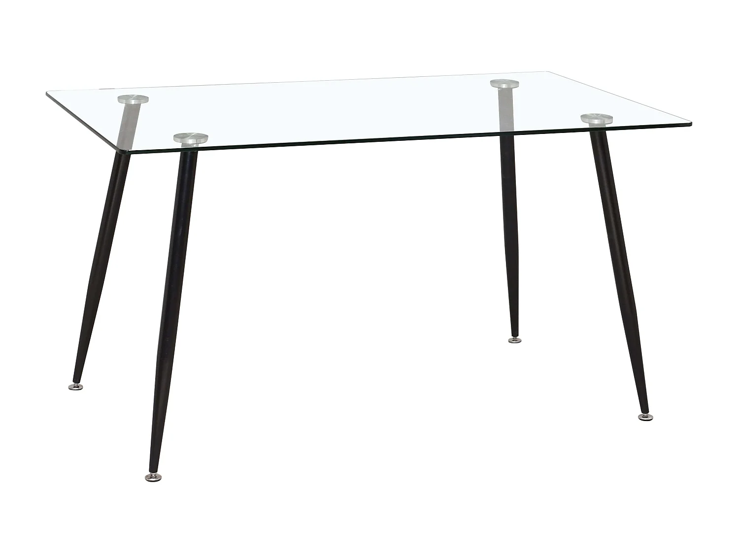 Pack Mesa Fija Cristal + 4 Sillas Modernas Negro