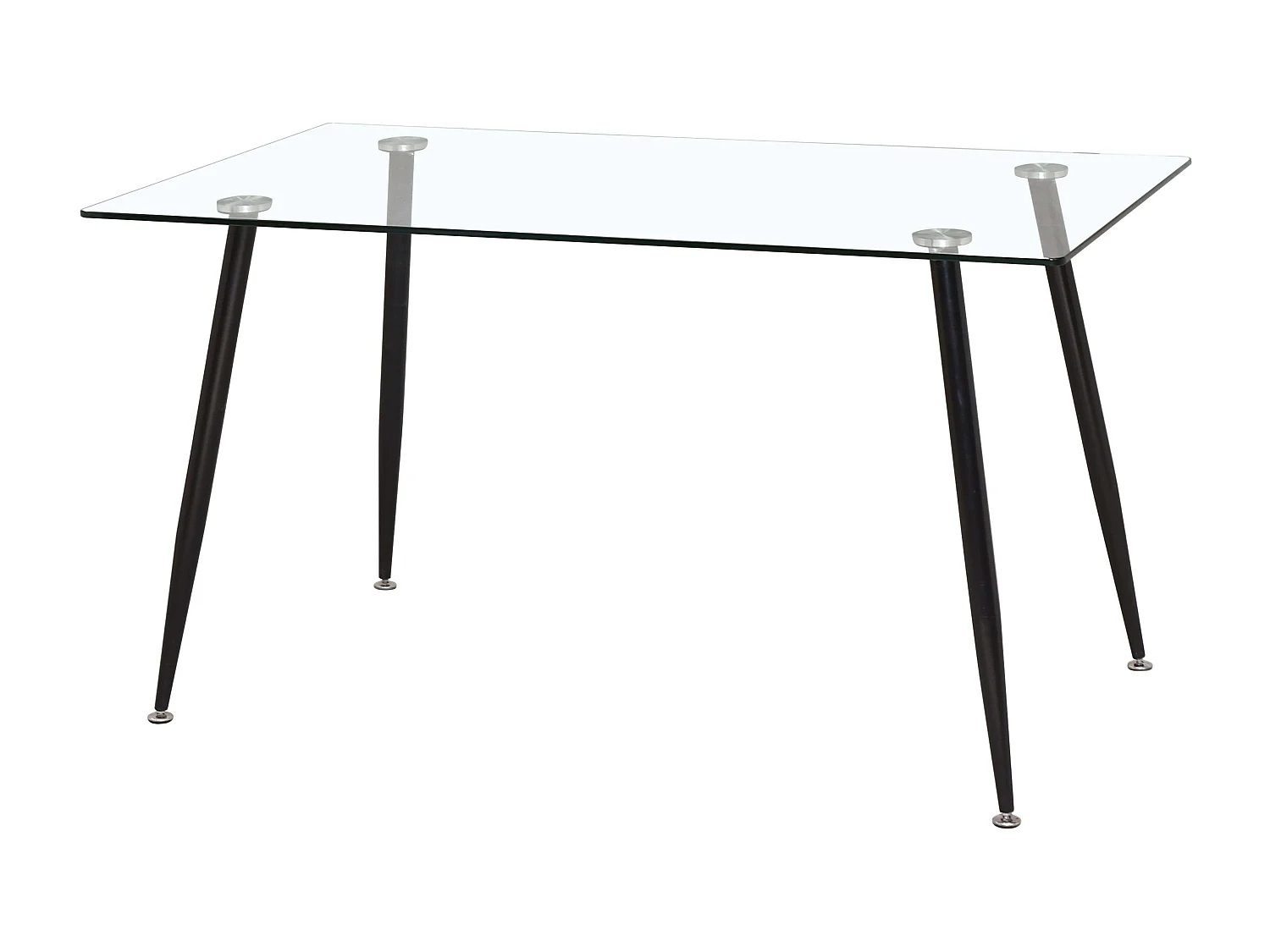 Pack Mesa Fija Cristal + 4 Sillas Modernas Negro