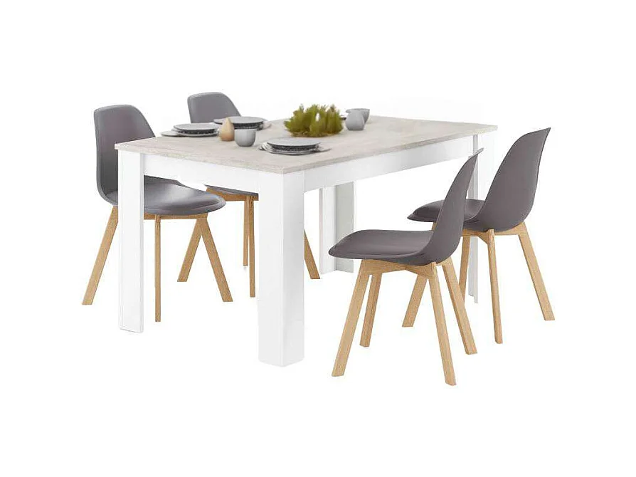 Pack Mesa 4 Sillas Nórdico Gris Cemento Estilo Moderno