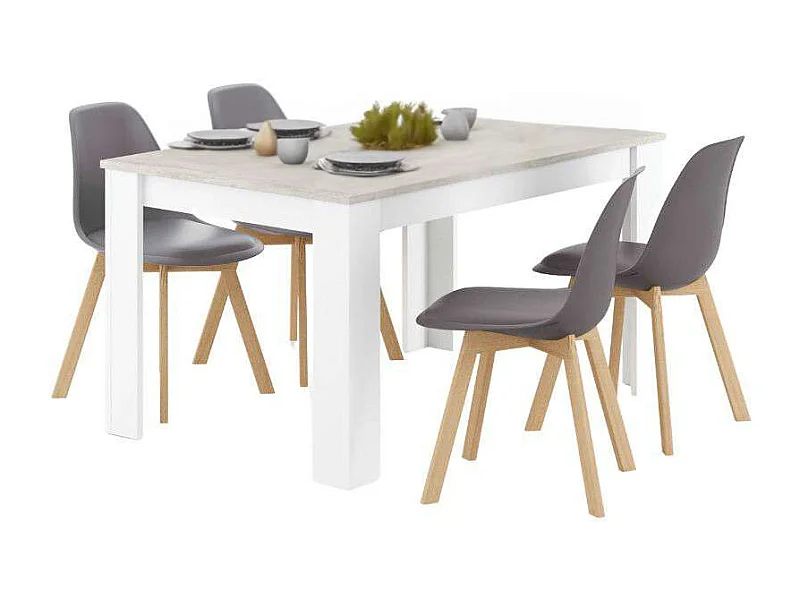 Pack Mesa 4 Sillas Nórdico Gris Cemento Estilo Moderno