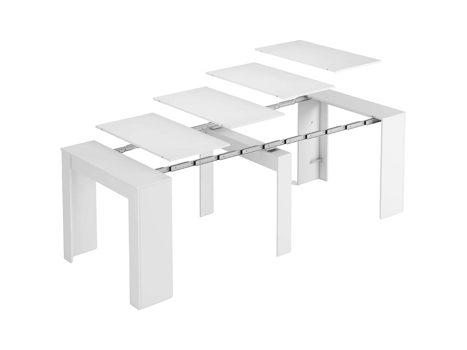 Pack comedor mesa ext. 51 a 237 cm y 4 sillas Meli en blanco y gris