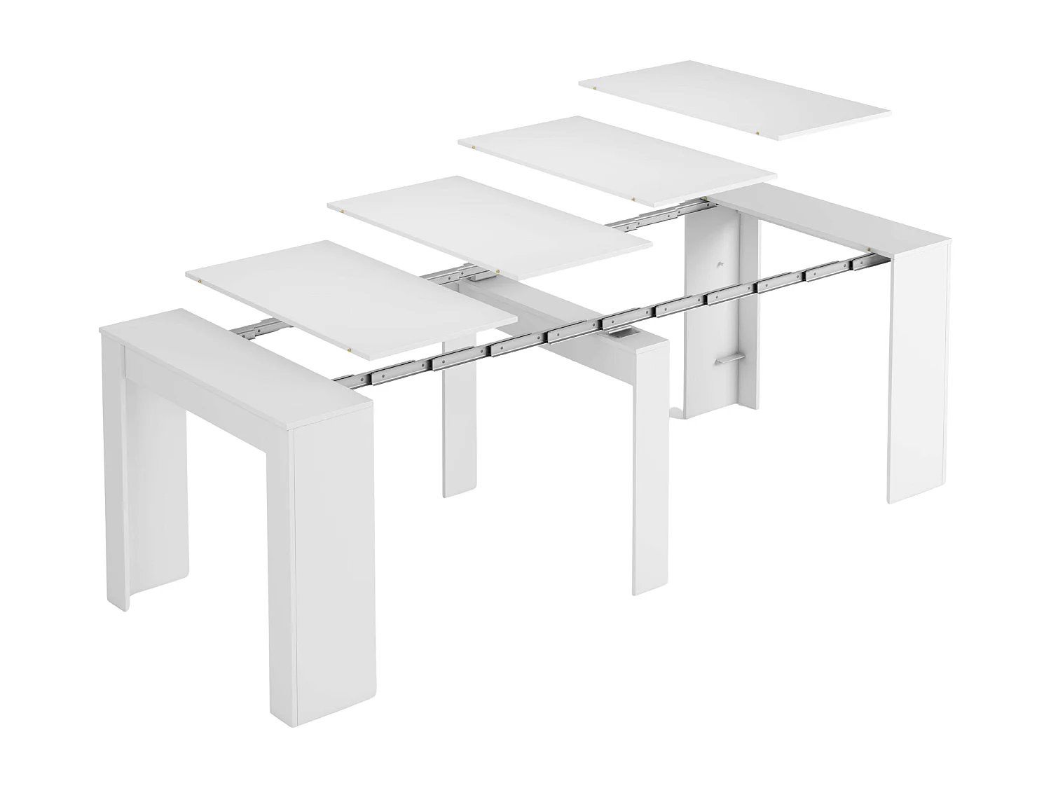 Pack comedor mesa ext. 51 a 237 cm y 4 sillas Meli en blanco y gris