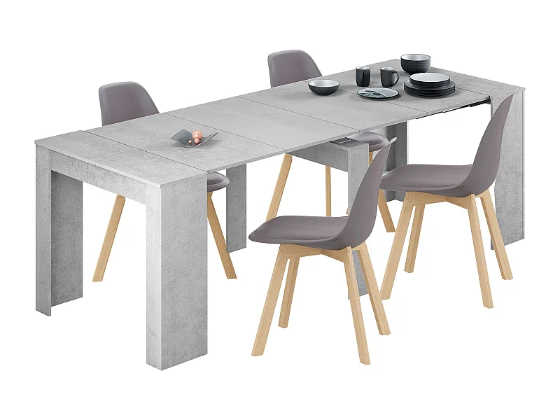 Pack comedor Train gris cemento (mesa ext. 51-237 cm + 4 sillas Bistro)