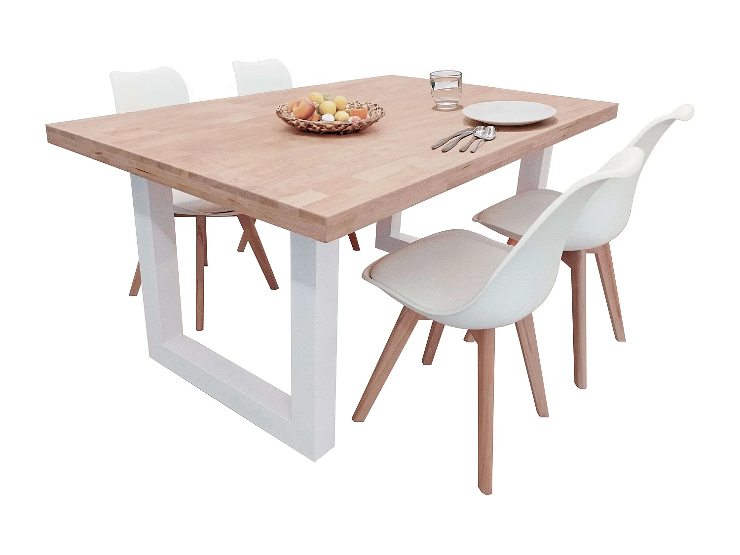Pack mesa comedor + 4 sillas Loft roble nordish/blanco (madera y metal)