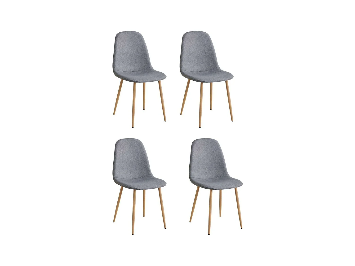 Pack 4 Sillas James Acero Polipiel Asiento tapizado Poliést. Gris