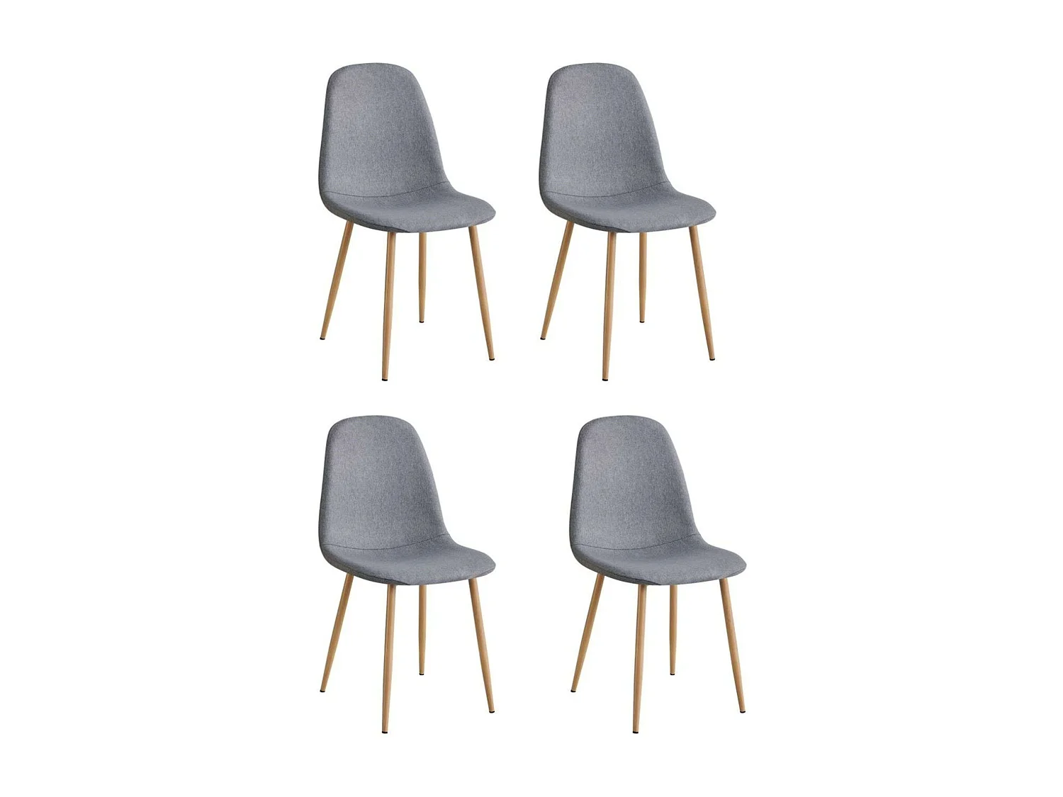 Pack 4 Sillas James Acero Polipiel Asiento tapizado Poliést. Gris