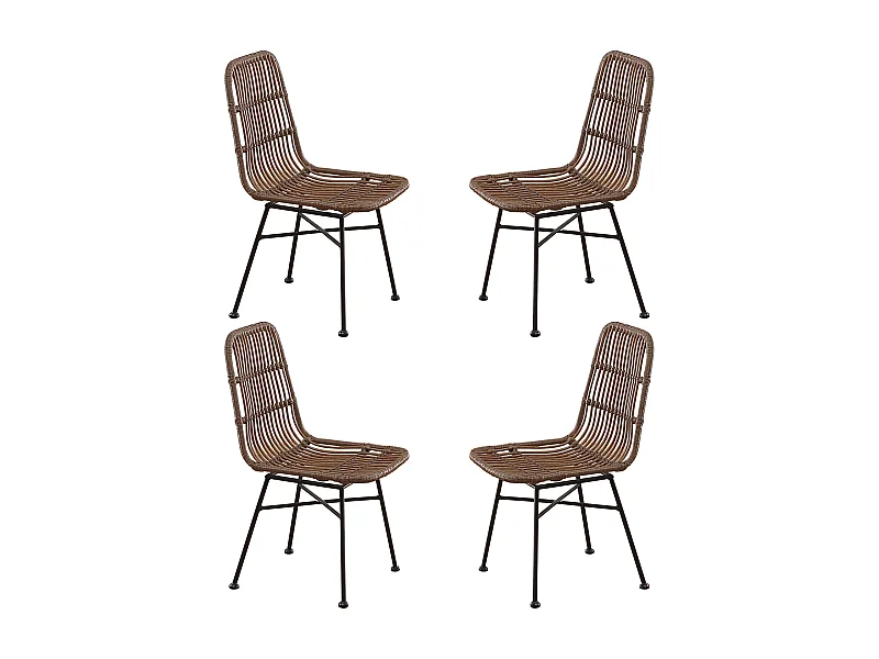 Pack de 4 Sillas Comedor Thai Industrial Marrón/Negro Rattán 44x84x47 cm