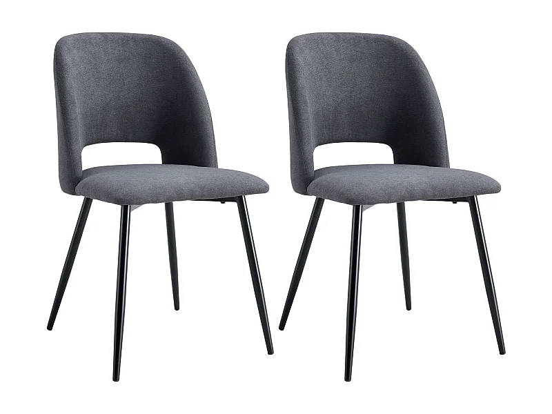 Pack 2 Sillas Comedor Mos Gris, Respaldo Redondeado Negro 58x86x50 cm