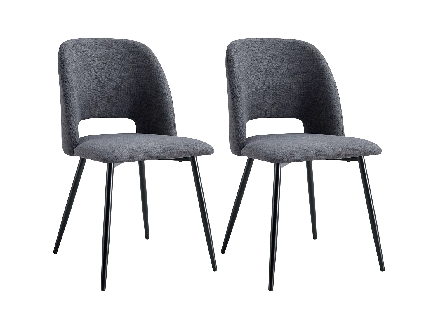 Pack 2 Sillas Comedor Mos Gris, Respaldo Redondeado Negro 58x86x50 cm