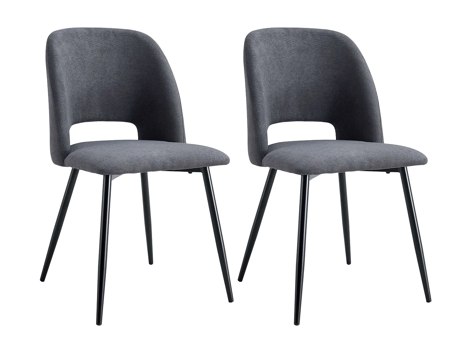 Pack 2 Sillas Comedor Mos Gris, Respaldo Redondeado Negro 58x86x50 cm