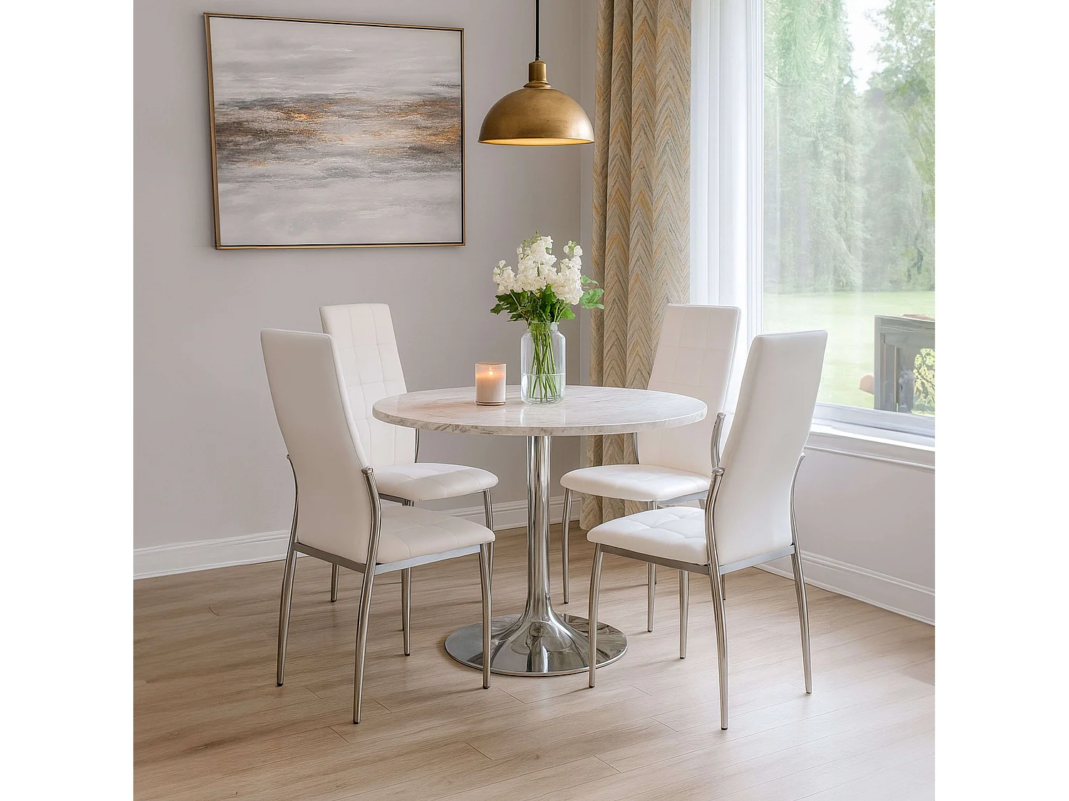 Pack 2 Sillas Comedor Laci Moderno Polipiel Cromadas 101x51x45 cm
