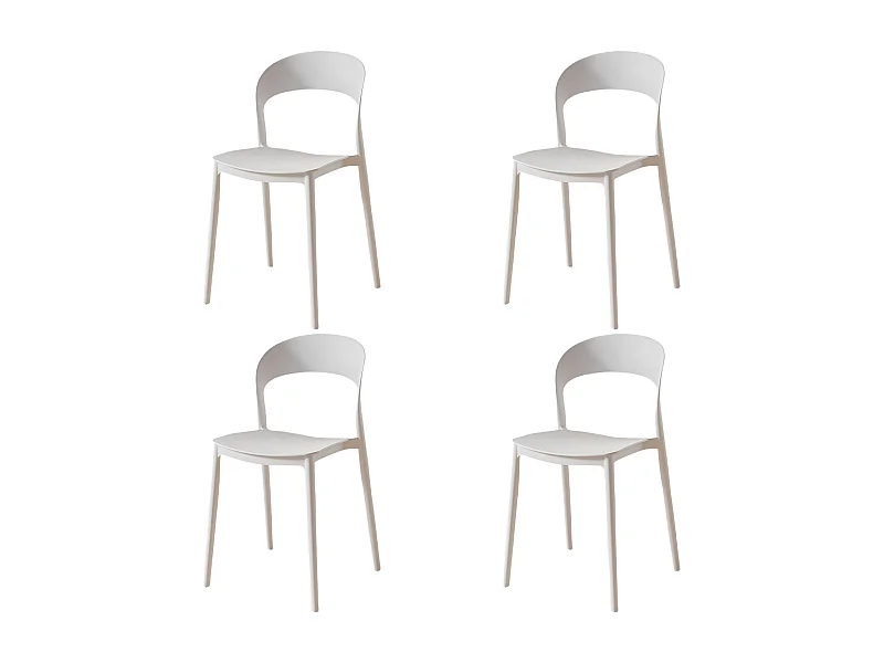 Pack 4 Sillas Cocina Princeton Respaldo Redondeado Blanco Moderno