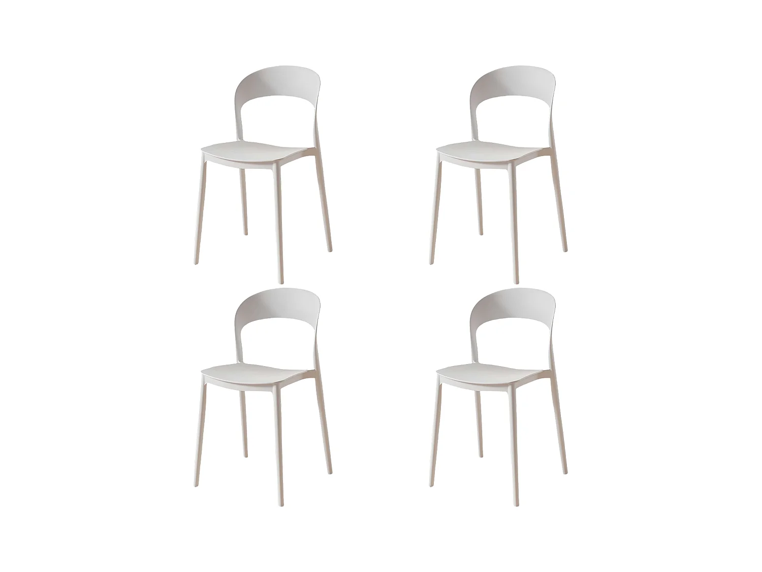 Pack 4 Sillas Cocina Princeton Respaldo Redondeado Blanco Moderno