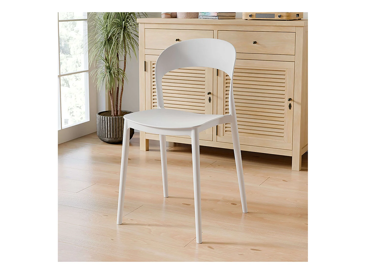 Pack 4 Sillas Cocina Princeton Respaldo Redondeado Blanco Moderno