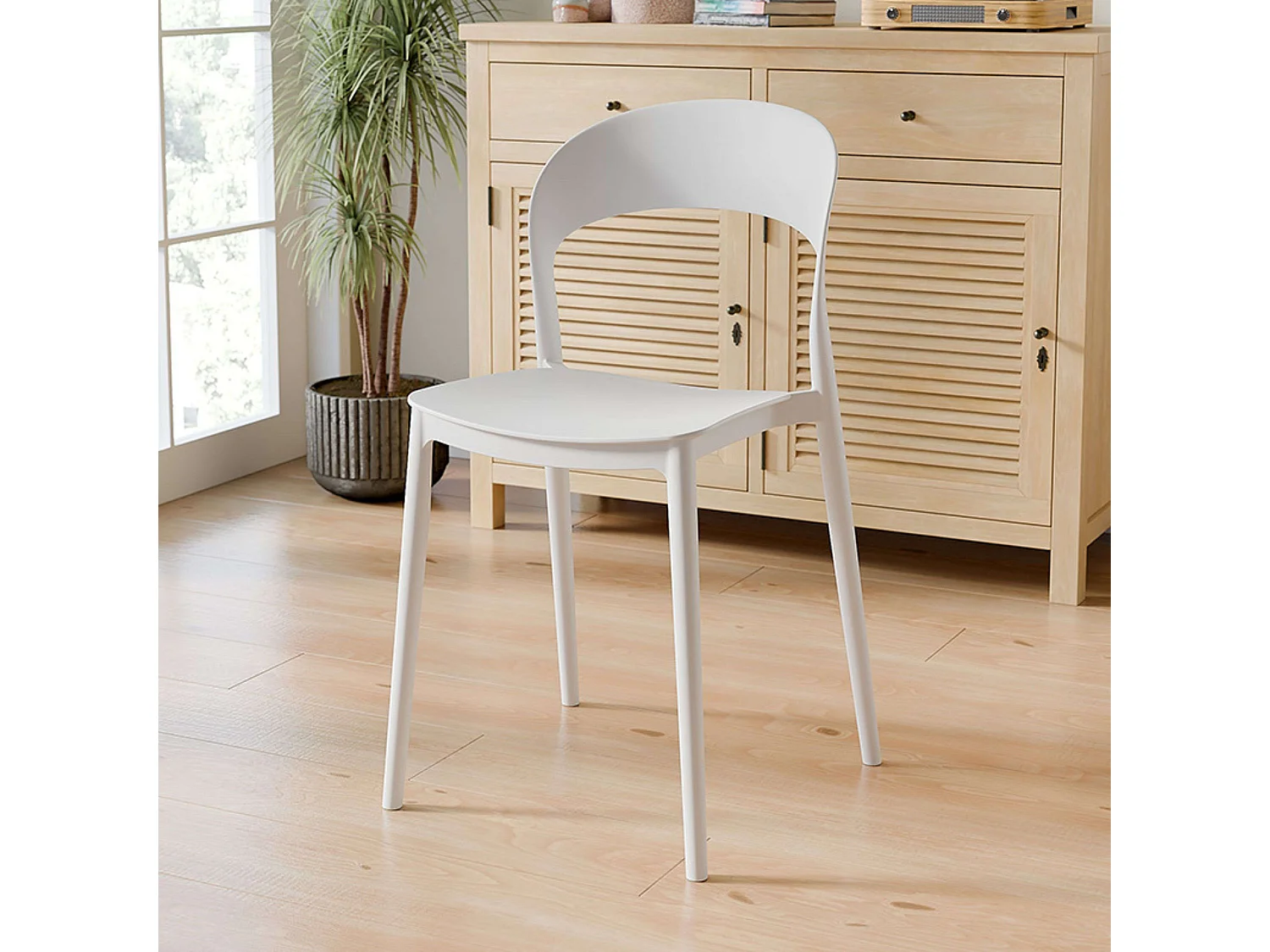 Pack 4 Sillas Cocina Princeton Respaldo Redondeado Blanco Moderno